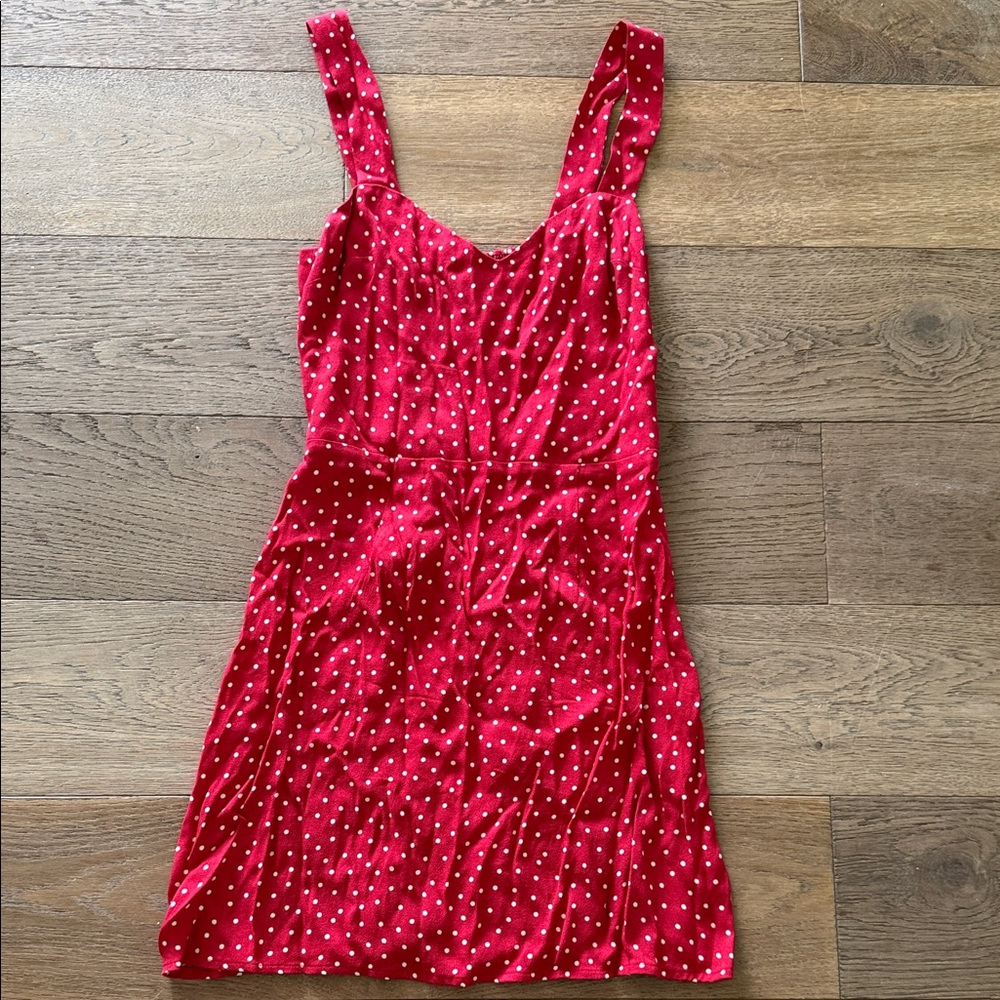 Reformation Red Polka Dot Mini Dress - 0